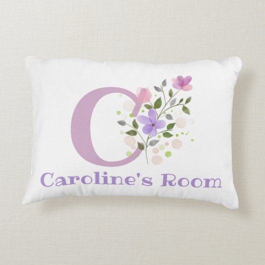 Initial & Name mit Blumendesign Akzent Kissen (Rückseite)