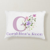 Initial & Name mit Blumendesign Akzent Kissen (Rückseite)