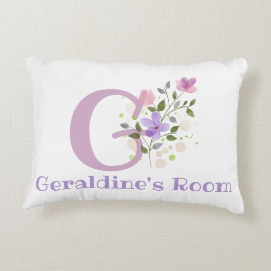 Initial & Name mit Blumendesign Akzent Kissen (Rückseite)