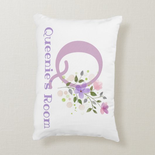 Initial & Name mit Blumendesign Akzent Kissen (Rückseite(Vertikal))