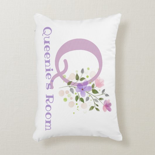 Initial & Name mit Blumendesign Akzent Kissen (Vorderseite(Vertikal))