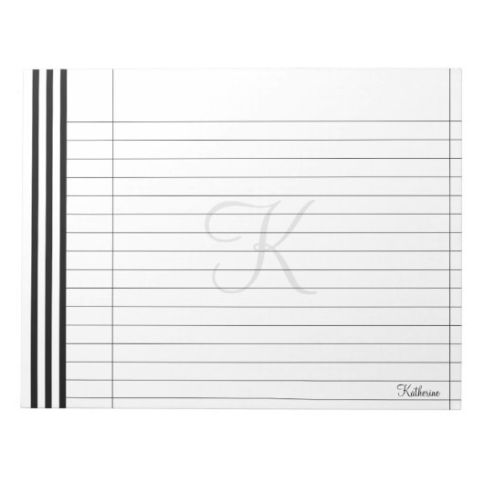 Initial & Name Schwarz/Weiß-Muster für einfache St Notizblock (Vorderseite)