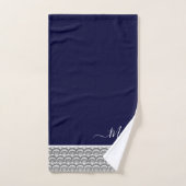 Initial Nautic Navy Blue Gray Seashell Monogram Badhandtuch Set (Handtuch)