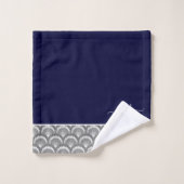 Initial Nautic Navy Blue Gray Seashell Monogram Badhandtuch Set (Waschlappen)
