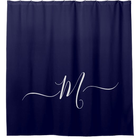 Initial Nautic Navy Blue Monogram Duschvorhang (Vorderseite)