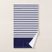 Initial Nautic Navy Blue Striping Monogram Badhandtuch Set (Handtuch)