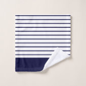 Initial Nautic Navy Blue Striping Monogram Badhandtuch Set (Waschlappen)