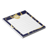 Initial Navy & Mint Brushstrokes Monogram Notizblock (angewinkelt)