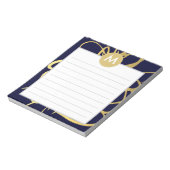 Initial Navy & Mint Brushstrokes Monogram Notizblock (Rotiert)
