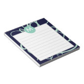 Initial Navy & Mint Brushstrokes Monogram Notizblock (angewinkelt)