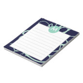 Initial Navy & Mint Brushstrokes Monogram Notizblock (Rotiert)