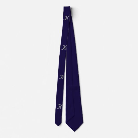 Initial Neck Tie (Navy Blue & Silver) Krawatte (Rückseite)