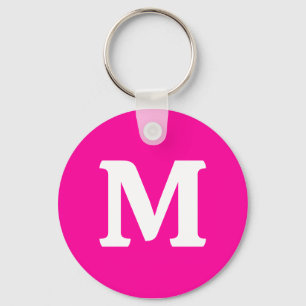Initial Neon Pink Solid Color Monogram Schlüsselanhänger