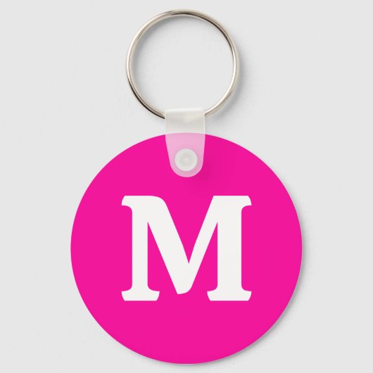 Initial Neon Pink Solid Color Monogram Schlüsselanhänger (Vorderseite)
