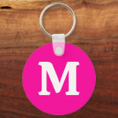 Initial Neon Pink Solid Color Monogram Schlüsselanhänger (Vorderseite)