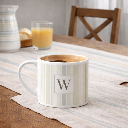 Initial Neutral Dusty Blue Stripe Rustic Farmhouse Espressotasse