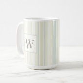 Initial Neutral Dusty Blue Stripe Rustic Farmhouse Kaffeetasse (Vorderseite Links)