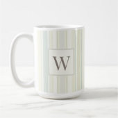 Initial Neutral Dusty Blue Stripe Rustic Farmhouse Kaffeetasse (Links)