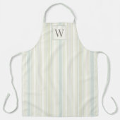 Initial Neutral Dusty Blue Stripe Rustic Farmhouse Schürze (Vorderseite)