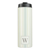 Initial Neutral Dusty Blue Stripe Rustic Farmhouse Thermosbecher (Vorderseite)