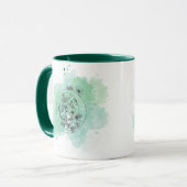 Initial O Aquarell Monogram Green Botanical Tasse (Vorderseite Links)