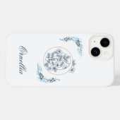 Initial "O" Blue Monogram Calm Floral Case-Mate iPhone Hülle (Rückseite (Horizontal))