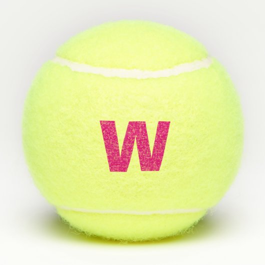Initial oder Monogramm in Hot Pink - Personalisier Tennisbälle (Rückseite)