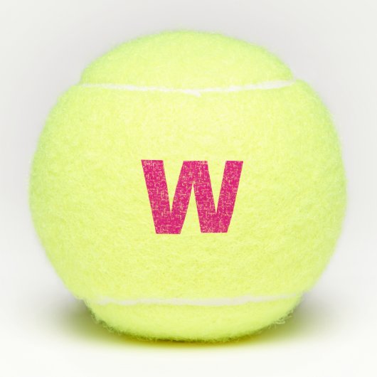 Initial oder Monogramm in Hot Pink - Personalisier Tennisbälle (Vorderseite)