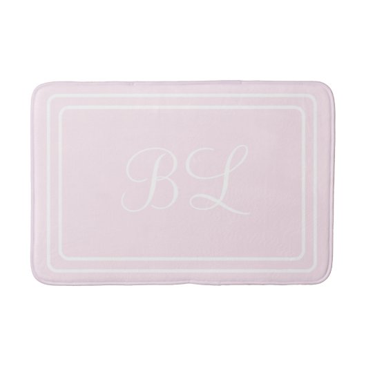Initial oder Name Pulver rosa abgerundete Ecken ba Badematte (Vorderseite)