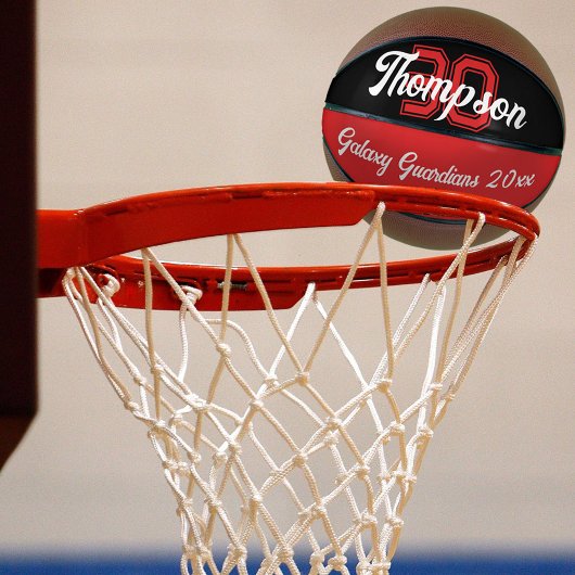 Initial- oder Zahlenteam für Monogramm schwarz rot Basketball