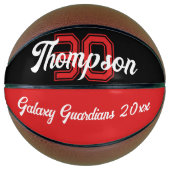 Initial- oder Zahlenteam für Monogramm schwarz rot Basketball (Vorderseite)