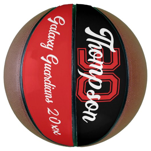Initial- oder Zahlenteam für Monogramm schwarz rot Basketball (Vertikal)