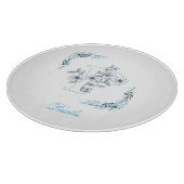 Initial "P" Blue Monogram Calm Floral Schneidebrett (Ecke)