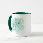 Initial P Wasserfarbmonogramm Grün Botanisch Tasse (Vorderseite Links)
