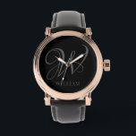 Initial Personalisiert Elegant Black Gray Monogram Armbanduhr<br><div class="desc">Einfache,  individuelle Erstmonogramm in moderner Typografie. Perfektes Geschenk mit persönlicher Touch</div>