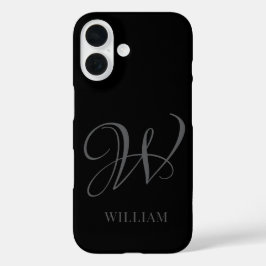 Initial Personalisiert Elegant Black Gray Monogram iPhone 16 Hülle
