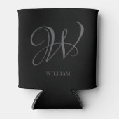 Initial Personalisiert Elegant Black Gray Monogram Dosenkühler (Vorderseite)