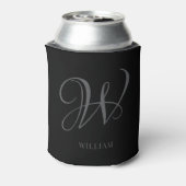 Initial Personalisiert Elegant Black Gray Monogram Dosenkühler (Kanne Rückseite)