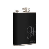 Initial Personalisiert Elegant Black Gray Monogram Flachmann (Rechts)
