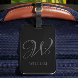 Initial Personalisiert Elegant Black Gray Monogram Gepäckanhänger