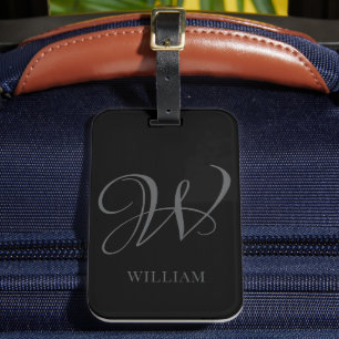 Initial Personalisiert Elegant Black Gray Monogram Gepäckanhänger
