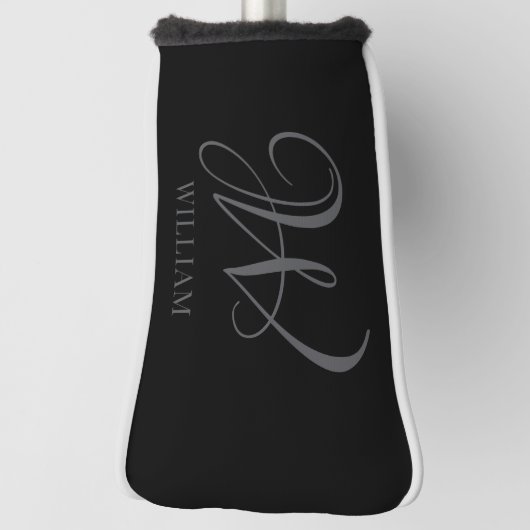 Initial Personalisiert Elegant Black Gray Monogram Golf Headcover (Rotieren 90)
