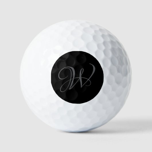 Initial Personalisiert Elegant Black Gray Monogram Golfball (Vorderseite)