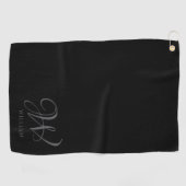 Initial Personalisiert Elegant Black Gray Monogram Golfhandtuch (Horizontal)