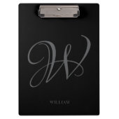 Initial Personalisiert Elegant Black Gray Monogram Klemmbrett (Vorderseite)