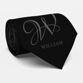 Initial Personalisiert Elegant Black Gray Monogram Krawatte