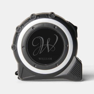 Initial Personalisiert Elegant Black Gray Monogram Maßband