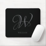 Initial Personalisiert Elegant Black Gray Monogram Mousepad<br><div class="desc">Einfache,  individuelle Erstmonogramm in moderner Typografie. Perfektes Geschenk mit persönlicher Touch</div>