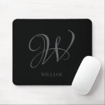 Initial Personalisiert Elegant Black Gray Monogram Mousepad<br><div class="desc">Einfache,  individuelle Erstmonogramm in moderner Typografie. Perfektes Geschenk mit persönlicher Touch</div>