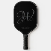 Initial Personalisiert Elegant Black Gray Monogram Pickleball Schläger (Vorderseite)